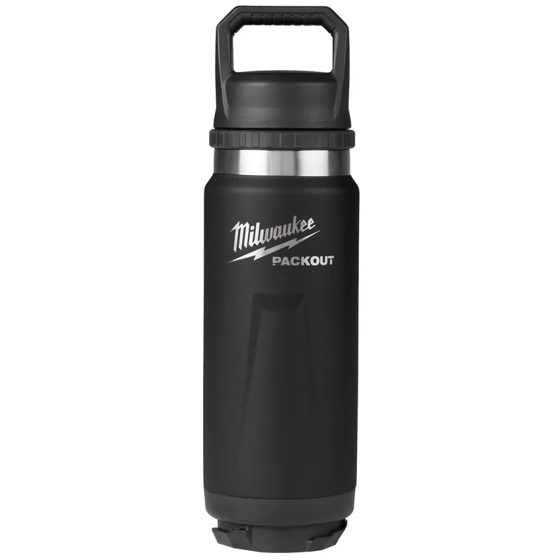 Milwaukee PACKOUT 24oz Insulated Bottle with Leakproof Chug Lid Black