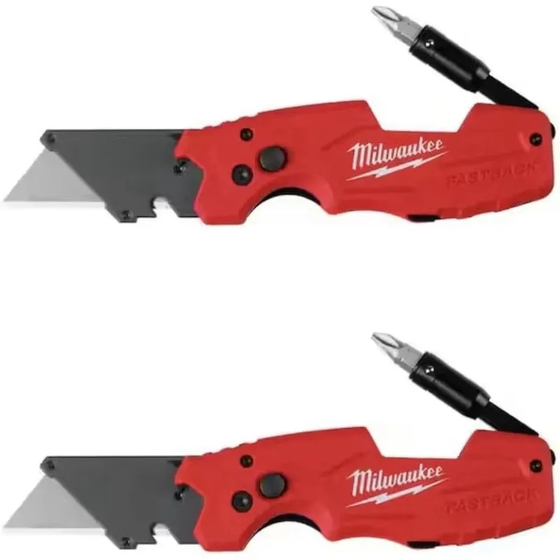 Milwaukee FASTBACK 6-in-1 Utility Knife 6" with Wire Stripper and Bit Holder (2 Pack)