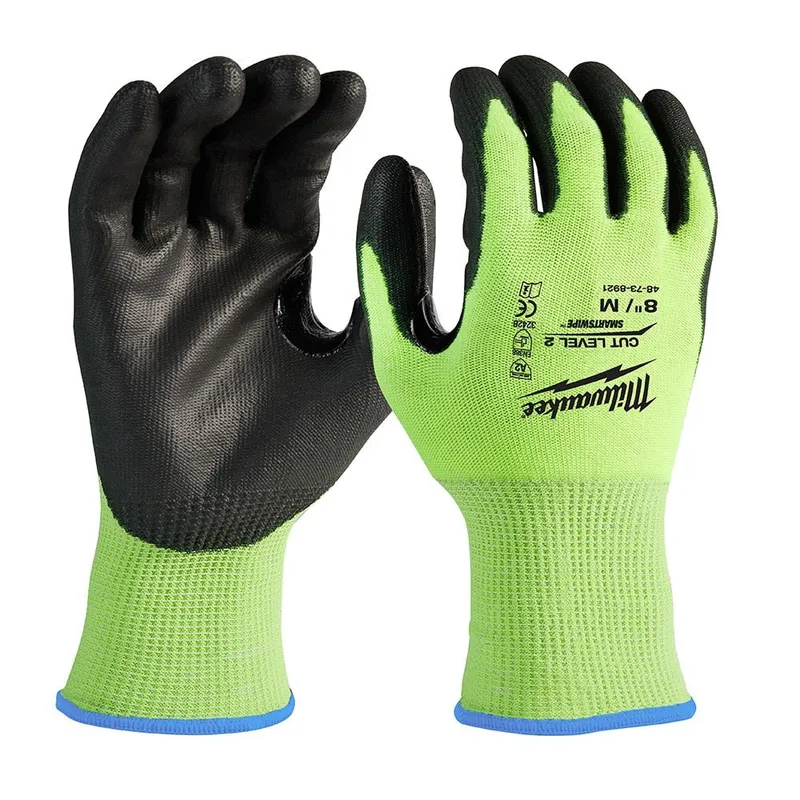 Milwaukee 12PK High Visibility Cut Level 2 Polyurethane Dipped Safety Gloves - Medium