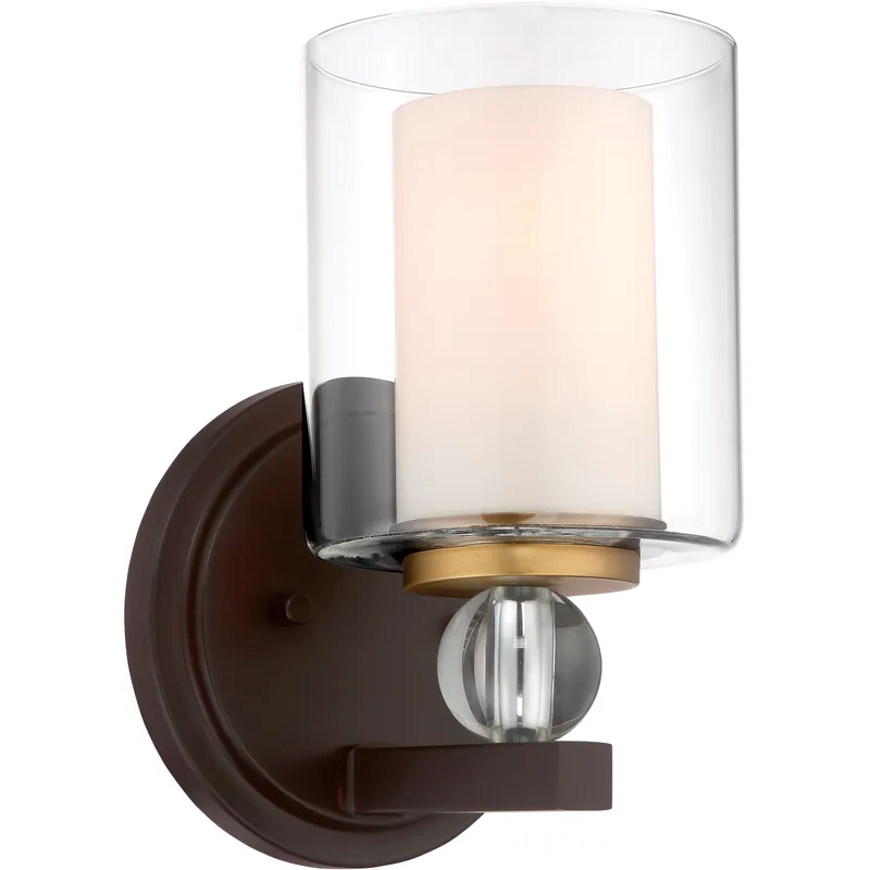 Studio 5 1 Light 14 inch Painted Bronze/Natural Brush Bath Light Wall Light