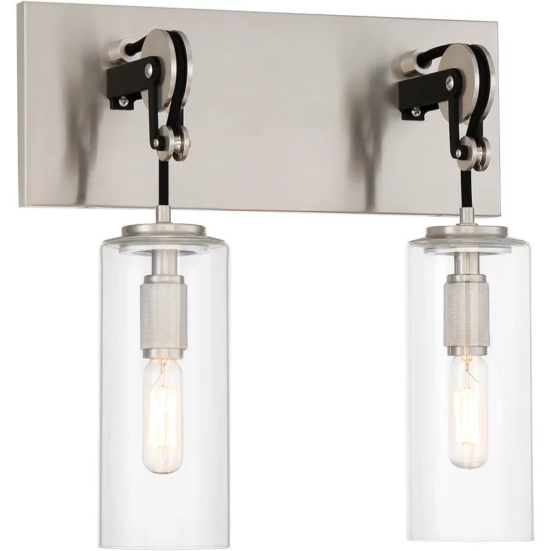 Pullman Junction 2 Light 13 inch Coal / Brushed Nickel Bath Light Wall Light