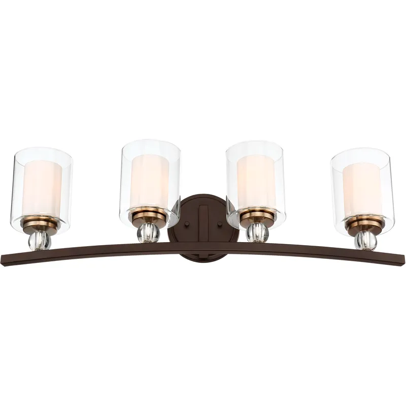 Studio 5 4 Light 33 inch Painted Bronze/Natural Brush Bath Light Wall Light