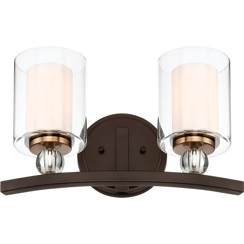 Studio 5 2 Light 16 inch Painted Bronze/Natural Brush Bath Light Wall Light