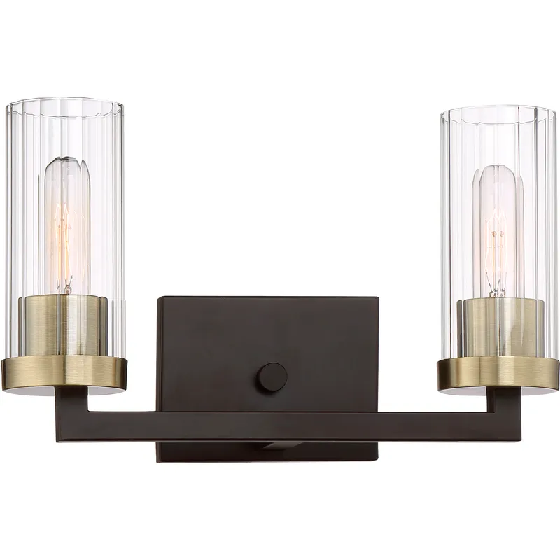Ainsley Court 2 Light 15 inch Aged Kinston Bronze/Brushed Bath Light Wall Light