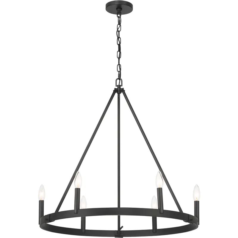 Dutton 6 Light 27.75 inch Coal Black Chandelier Ceiling Light