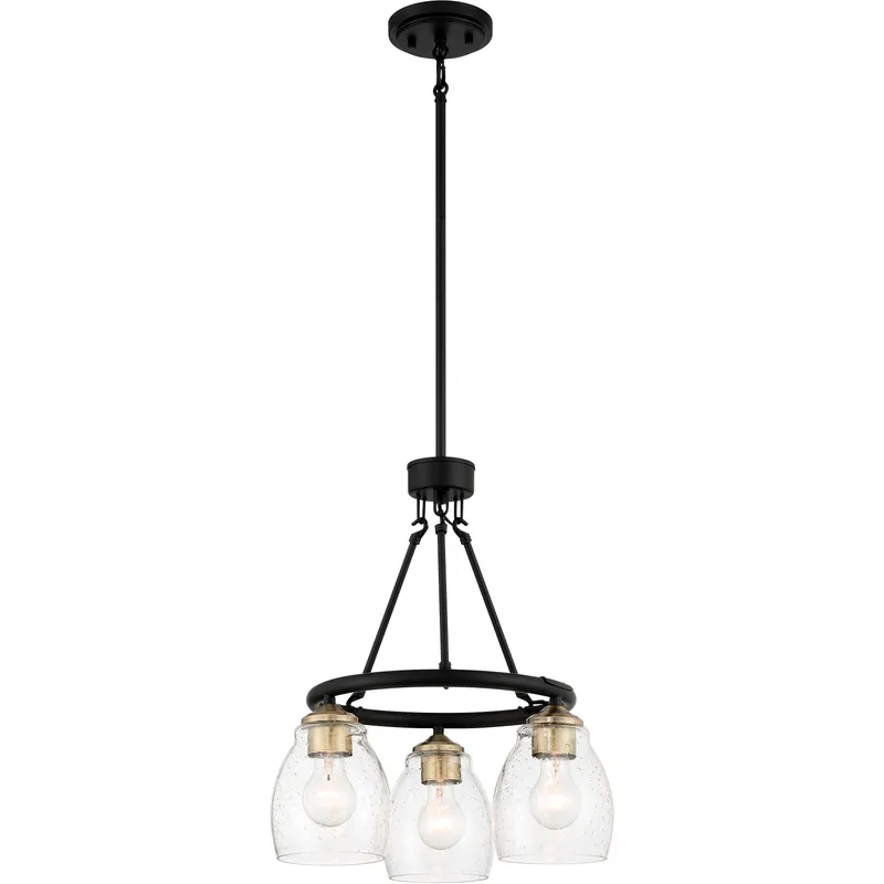 Winsley 3 Light 17 inch Coal And Stained Brass Chandelier Ceiling Light in Coal/Stained Brass