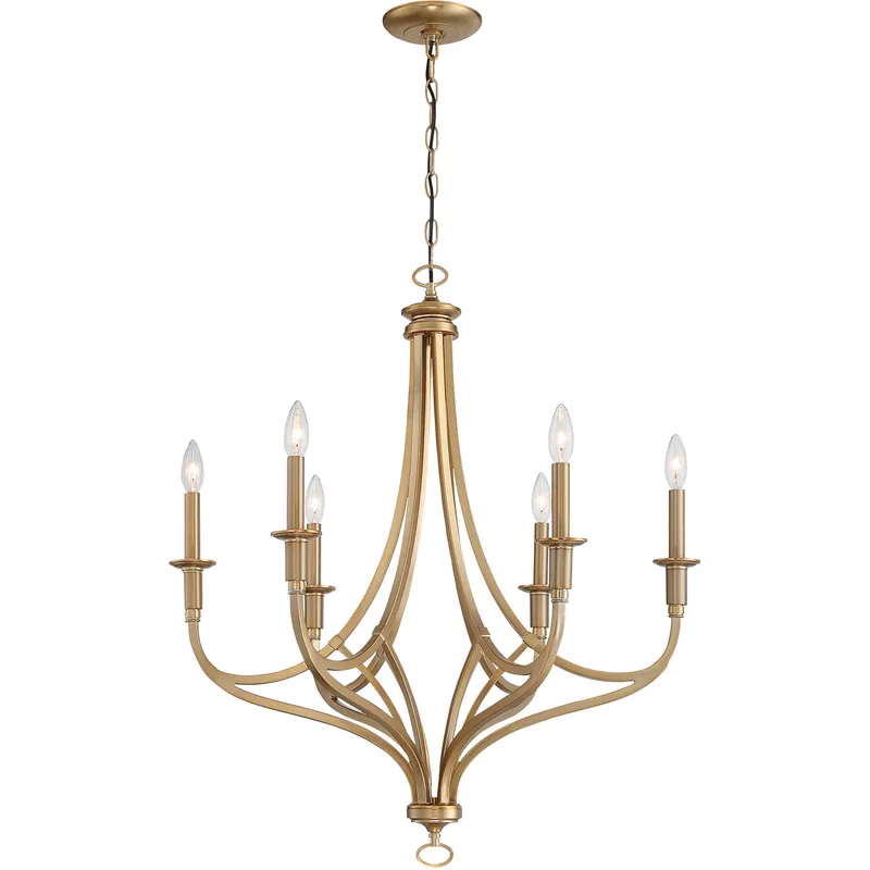Covent Park 6 Light 28 inch Brushed Honey Gold Chandelier Ceiling Light