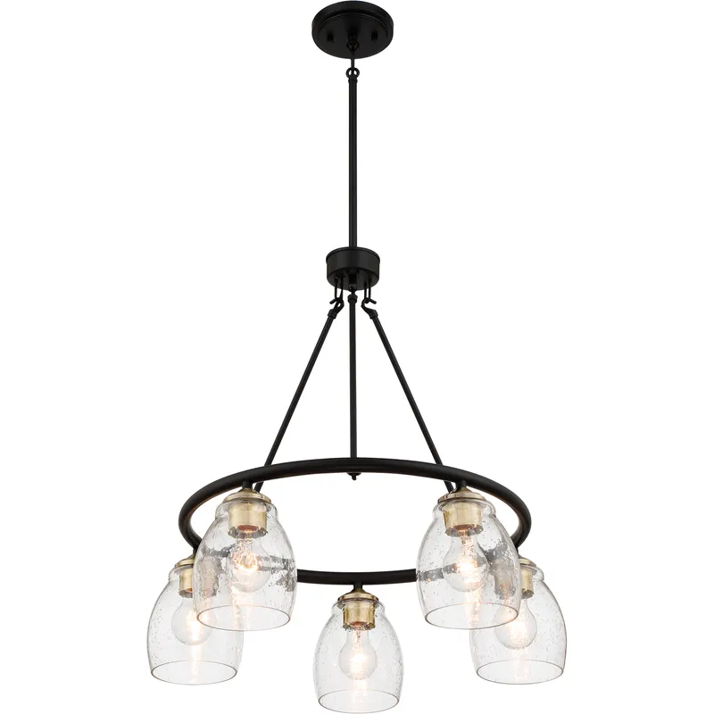 Winsley 5 Light 24 inch Coal And Stained Brass Chandelier Ceiling Light in Coal/Stained Brass