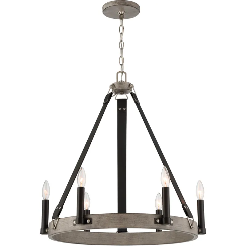 Rawson Ridge 6 Light 24.13 inch Aged Silverwood/Coal Chandelier Ceiling Light