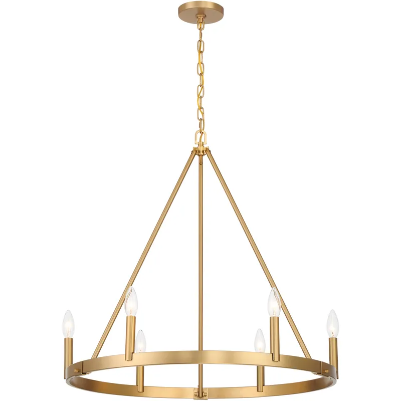 Dutton 6 Light 27.75 inch Signature Brass Chandelier Ceiling Light