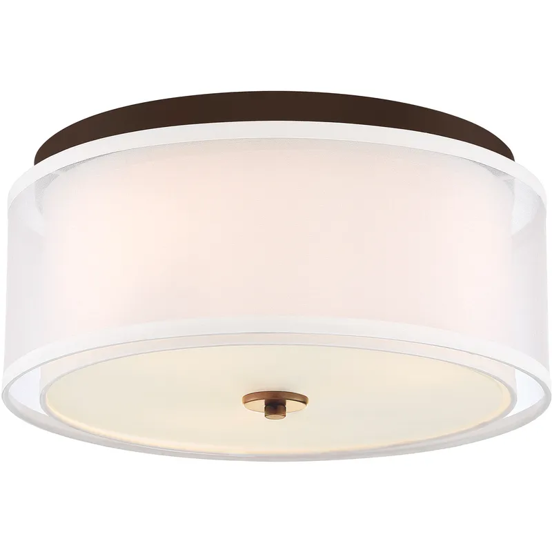Studio 5 3 Light 16 inch Painted Bronze/Natural Brush Flush Mount Ceiling Light