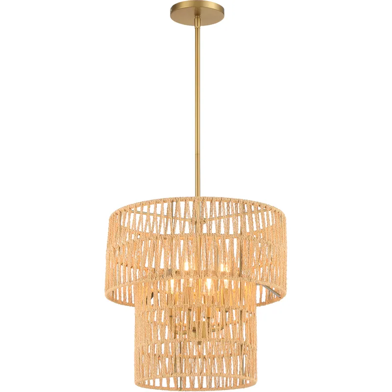 Bungalow Heaven 4 Light 16 inch Soft Brass Pendant Ceiling Light