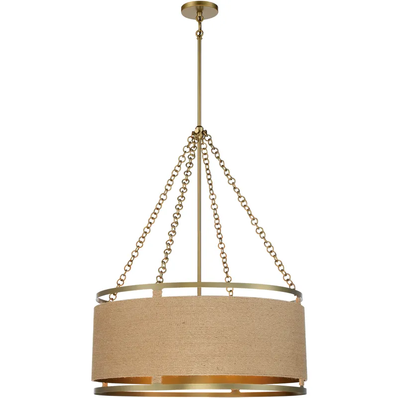 Windward Passage 6 Light 26.5 inch Soft Brass Pendant Ceiling Light