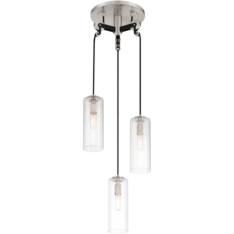 Pullman Junction 3 Light 12.25 inch Coal / Brushed Nickel Pan Pendant Ceiling Light