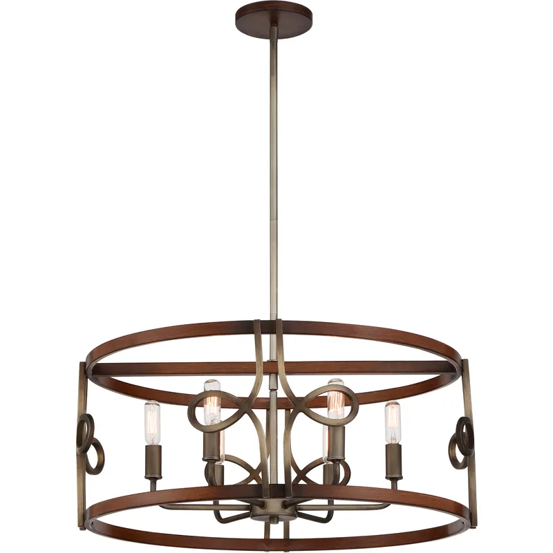 Yorkville 6 Light 24 inch Aged Darkwood/Silver Patina Pendant Ceiling Light