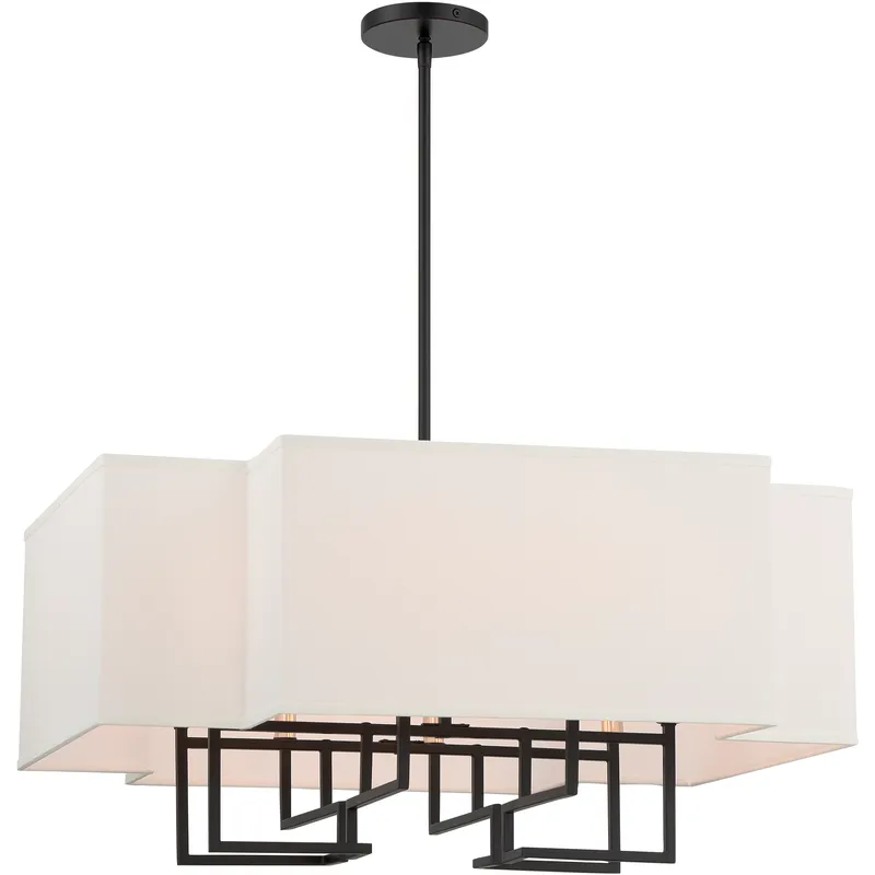 Upham Estates 8 Light 28 inch Coal /Polished Nickel Pendant Ceiling Light