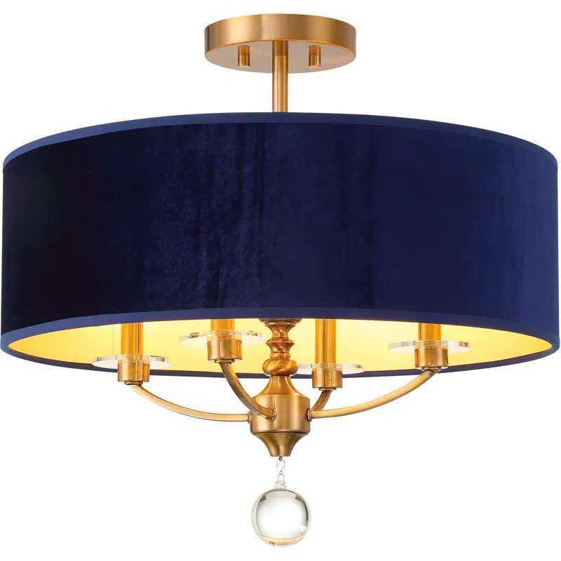 Van Noord 4 Light 21 inch Oxidized Aged Brass Semi-Flush Ceiling Light