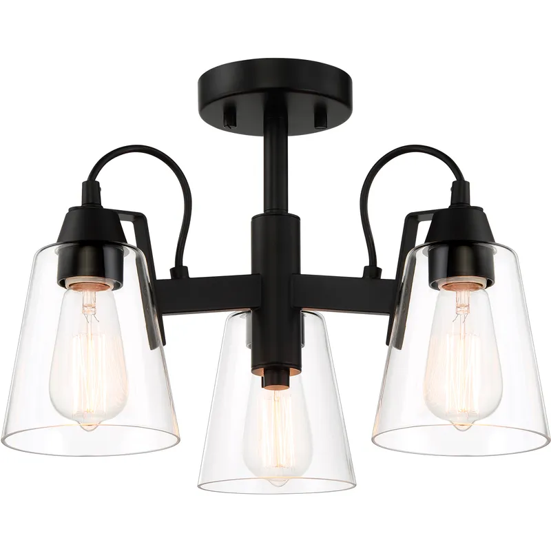 Beckonridge 3 Light 17 inch Coal Semi-Flush Ceiling Light
