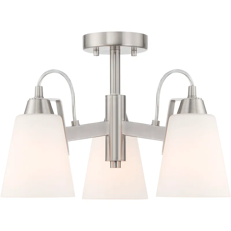 Beckonridge 3 Light 17 inch Brushed Nickel Semi-Flush Ceiling Light