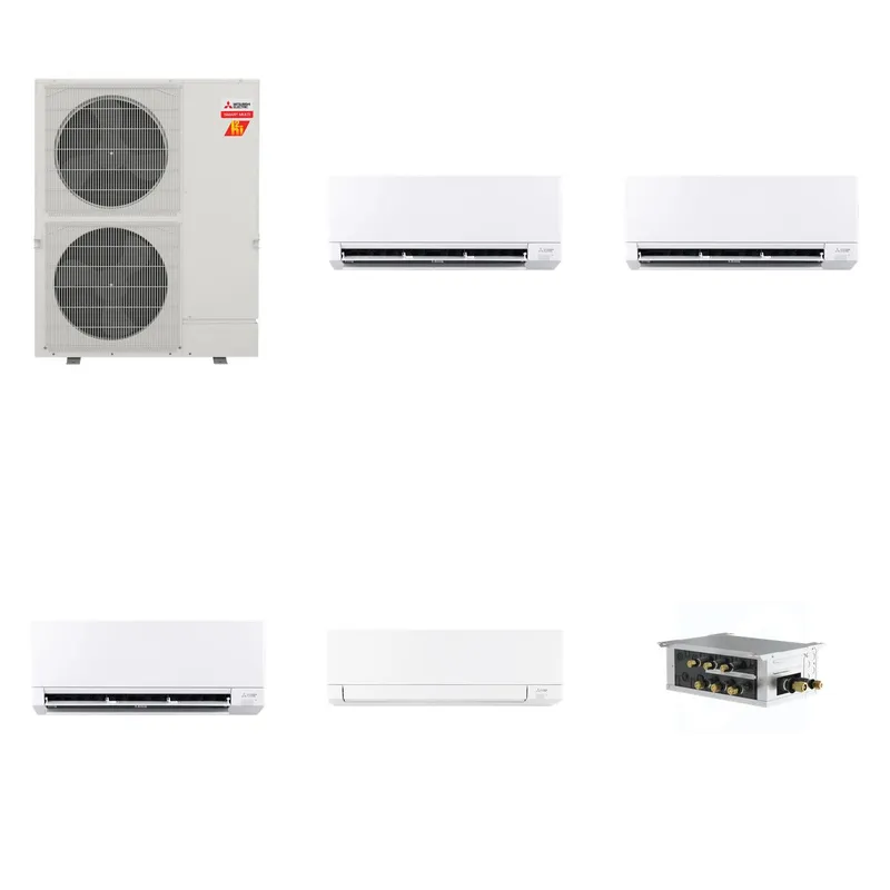 Mitsubishi Multi-Zone 60000 BTU R-454B 20 SEER2 4-Zone Wall-Mounted Mini Split Heat Pump System - 6K+6K+6K+18K