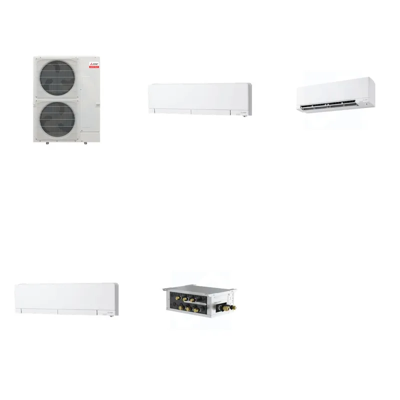 Mitsubishi Multi-Zone 48000 BTU R-454B 20 SEER2 3-Zone Wall-Mounted Hyper Heat Mini Split Heat Pump System - 6K+9K+12K