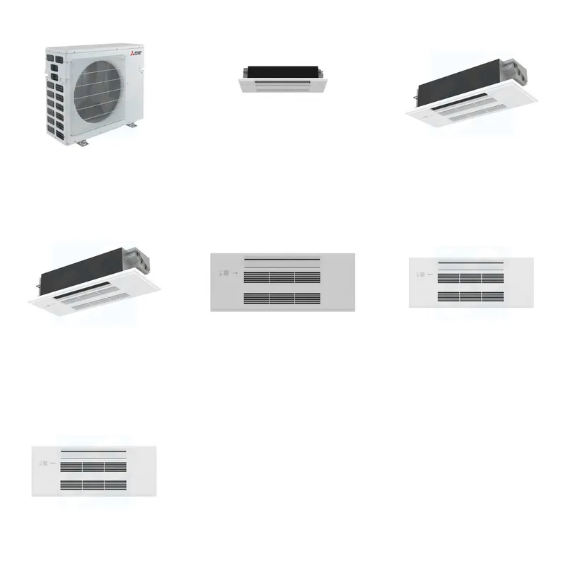 Mitsubishi Multi-Zone 40500 BTU R-454B 20 SEER2 3-Zone 1-Way Ceiling Cassette Mini Split Heat Pump System - 6K+12K+12K
