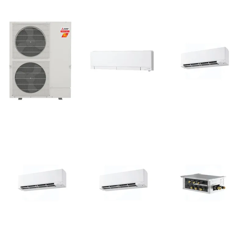 Mitsubishi Multi-Zone 60000 BTU R-454B 20 SEER2 4-Zone Wall-Mounted Hyper Heat Mini Split Heat Pump System - 12K+15K+15K+15K