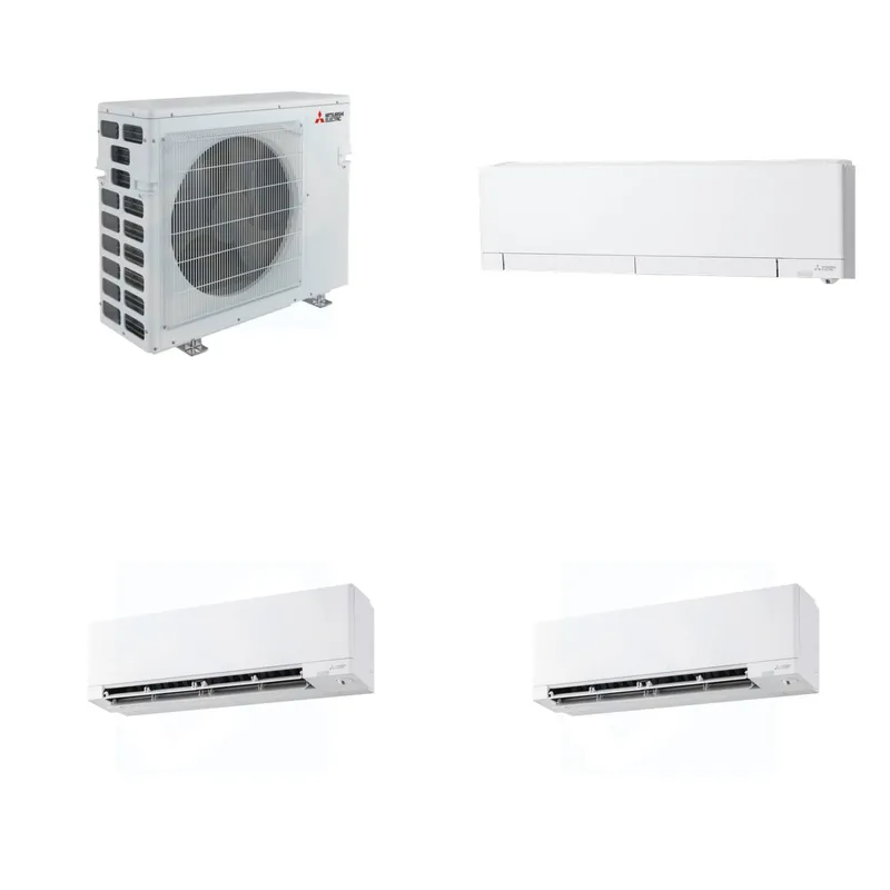 Mitsubishi Multi-Zone 40500 BTU R-454B 20 SEER2 3-Zone Wall-Mounted Hyper Heat Mini Split Heat Pump System - 6K+15K+15K