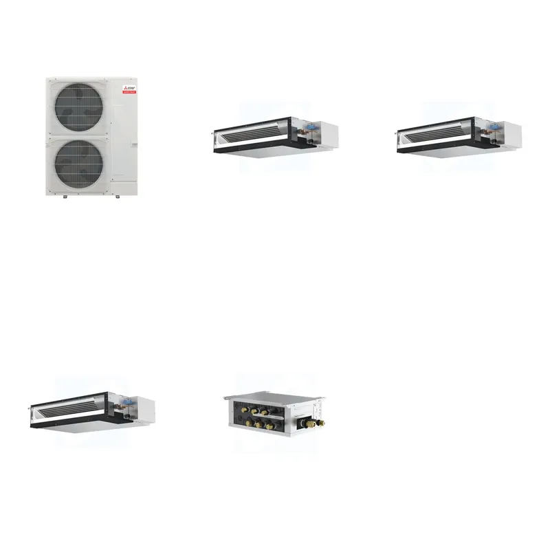 Mitsubishi Multi-Zone 36000 BTU R-454B 16 SEER2 3-Zone Ducted Low-Static Mini Split Heat Pump System - 15K+15K+15K