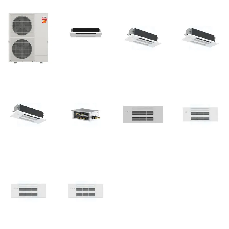 Mitsubishi Multi-Zone 60000 BTU R-454B 20 SEER2 4-Zone 1-Way Ceiling Cassette Mini Split Heat Pump System - 6K+18K+18K+18K