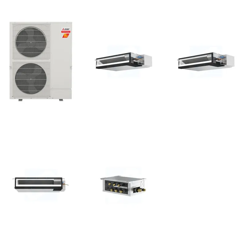 Mitsubishi Multi-Zone 60000 BTU R-454B 16 SEER2 3-Zone Ducted Low-Static Mini Split Heat Pump System - 12K+15K+18K