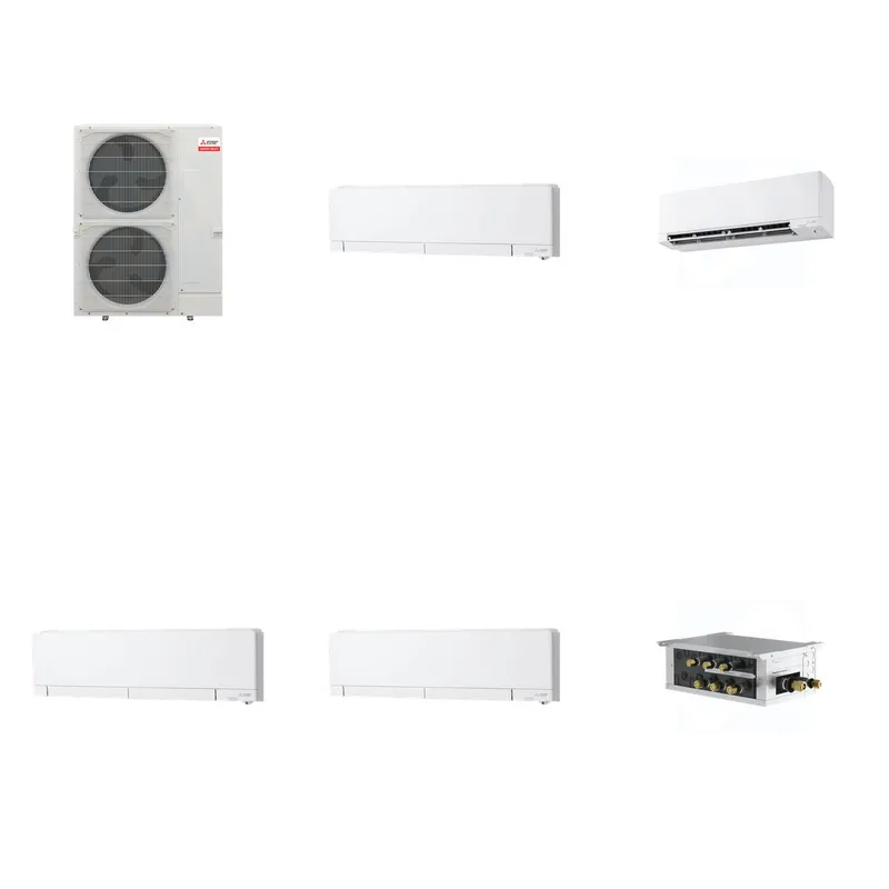 Mitsubishi Multi-Zone 36000 BTU R-454B 20 SEER2 4-Zone Wall-Mounted Hyper Heat Mini Split Heat Pump System - 6K+9K+12K+12K