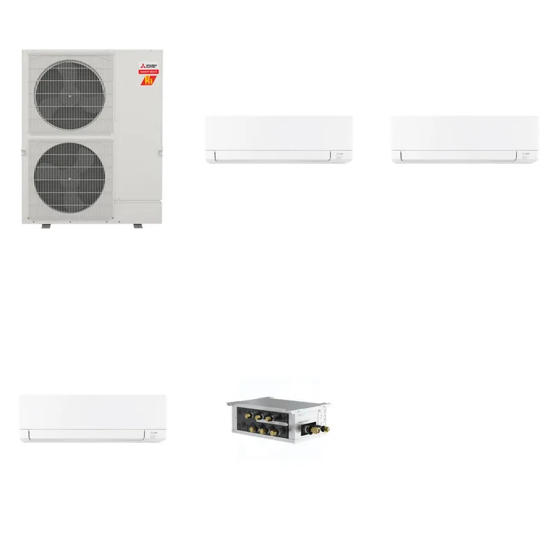 Mitsubishi Multi-Zone 60000 BTU R-454B 20 SEER2 3-Zone Wall-Mounted Mini Split Heat Pump System - 18K+18K+18K