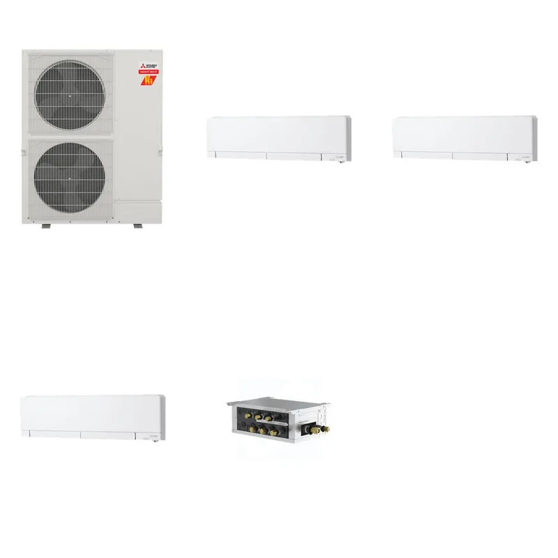 Mitsubishi Multi-Zone 60000 BTU R-454B 20 SEER2 3-Zone Wall-Mounted Hyper Heat Mini Split Heat Pump System - 6K+6K+12K