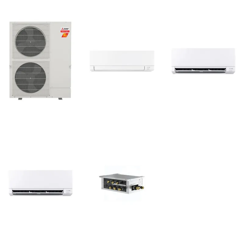 Mitsubishi Multi-Zone 60000 BTU R-454B 20 SEER2 3-Zone Wall-Mounted Mini Split Heat Pump System - 15K+24K+24K