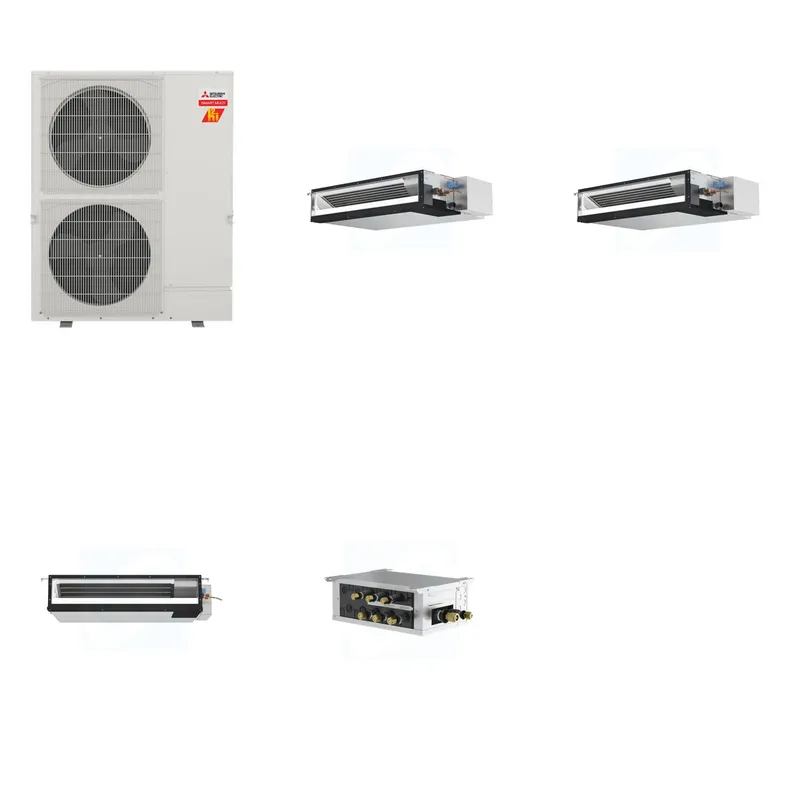 Mitsubishi Multi-Zone 60000 BTU R-454B 16 SEER2 3-Zone Ducted Low-Static Mini Split Heat Pump System - 15K+15K+18K
