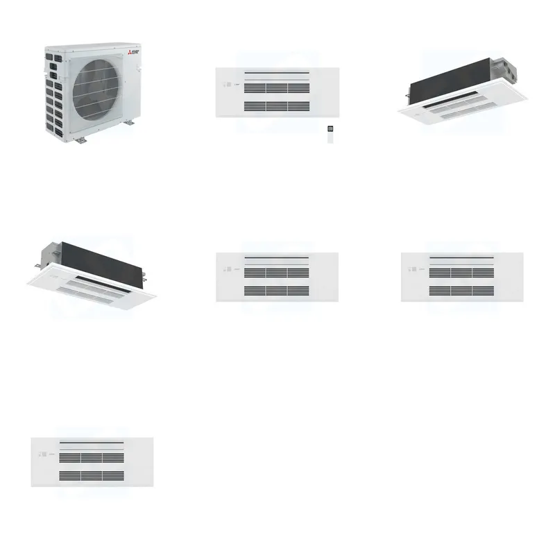 Mitsubishi Multi-Zone 40500 BTU R-454B 20 SEER2 3-Zone 1-Way Ceiling Cassette Mini Split Heat Pump System - 9K+12K+18K