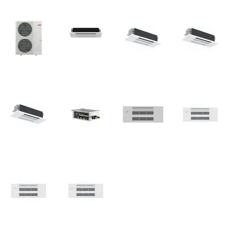 Mitsubishi Multi-Zone 48000 BTU R-454B 20 SEER2 4-Zone 1-Way Ceiling Cassette Mini Split Heat Pump System - 6K+18K+18K+18K