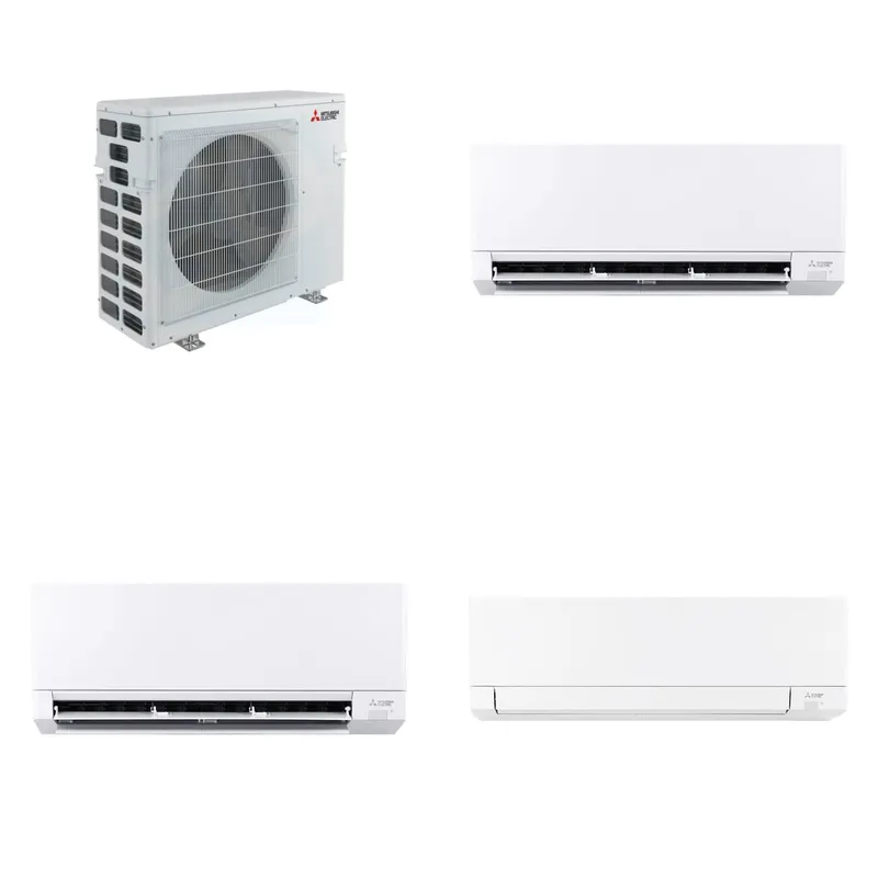 Mitsubishi Multi-Zone 40500 BTU R-454B 20 SEER2 3-Zone Wall-Mounted Mini Split Heat Pump System - 12K+12K+15K