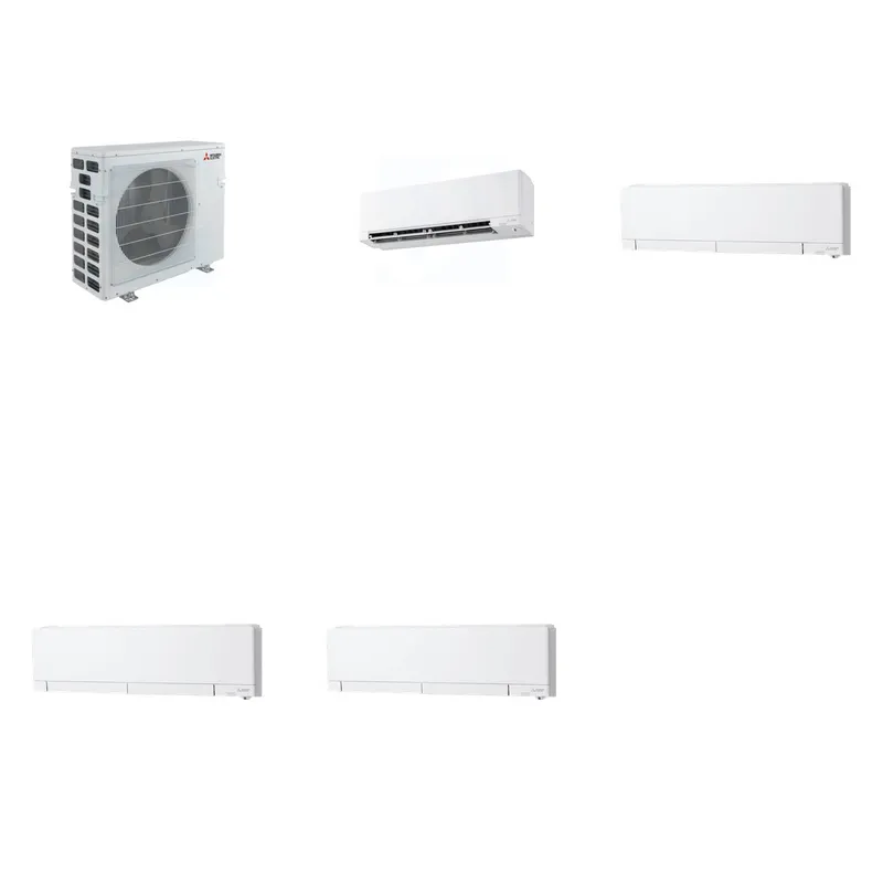 Mitsubishi Multi-Zone 40500 BTU R-454B 20 SEER2 4-Zone Wall-Mounted Hyper Heat Mini Split Heat Pump System - 9K+12K+12K+12K