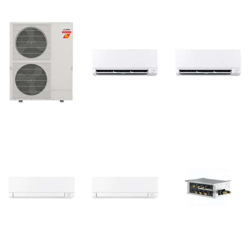 Mitsubishi Multi-Zone 60000 BTU R-454B 20 SEER2 4-Zone Wall-Mounted Mini Split Heat Pump System - 6K+6K+18K+18K