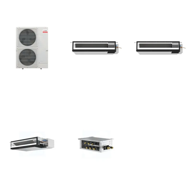 Mitsubishi Multi-Zone 36000 BTU R-454B 16 SEER2 3-Zone Ducted Low-Static Mini Split Heat Pump System - 9K+9K+12K