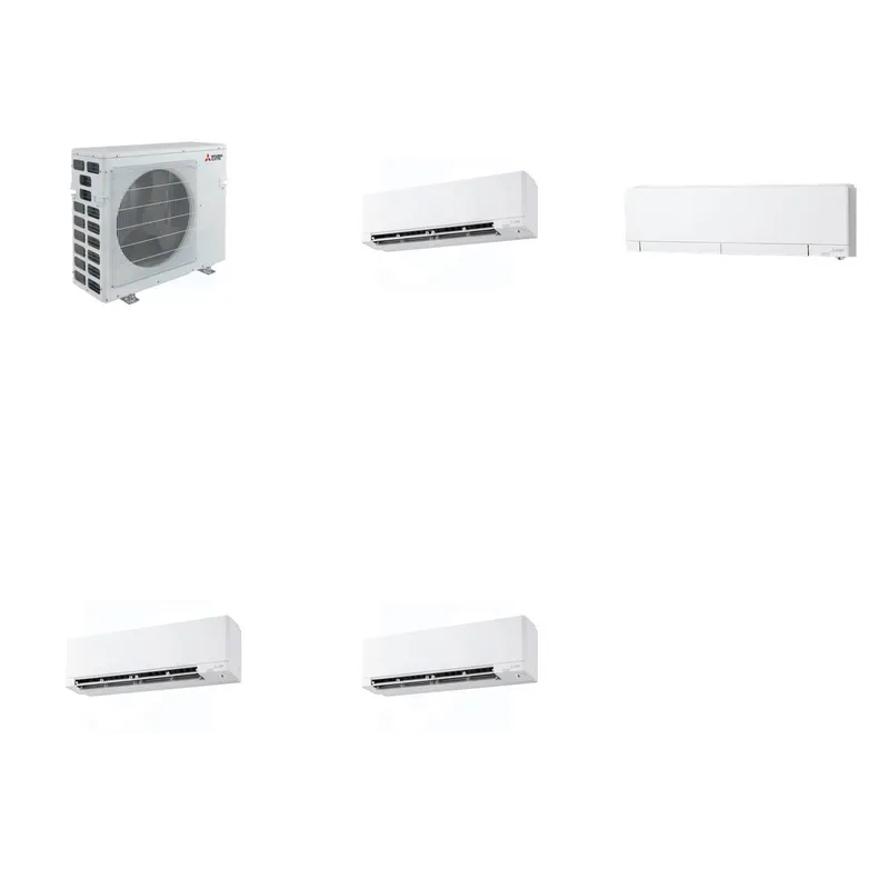Mitsubishi Multi-Zone 40500 BTU R-454B 20 SEER2 4-Zone Wall-Mounted Hyper Heat Mini Split Heat Pump System - 9K+12K+15K+15K