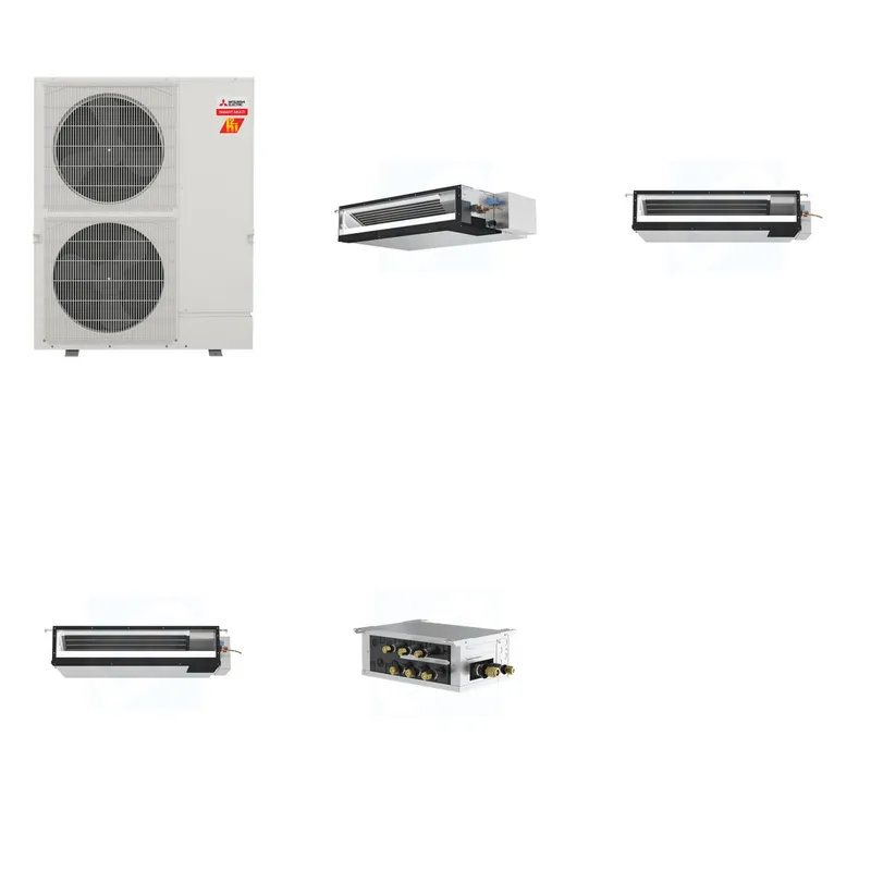 Mitsubishi Multi-Zone 60000 BTU R-454B 16 SEER2 3-Zone Ducted Low-Static Mini Split Heat Pump System - 15K+18K+18K