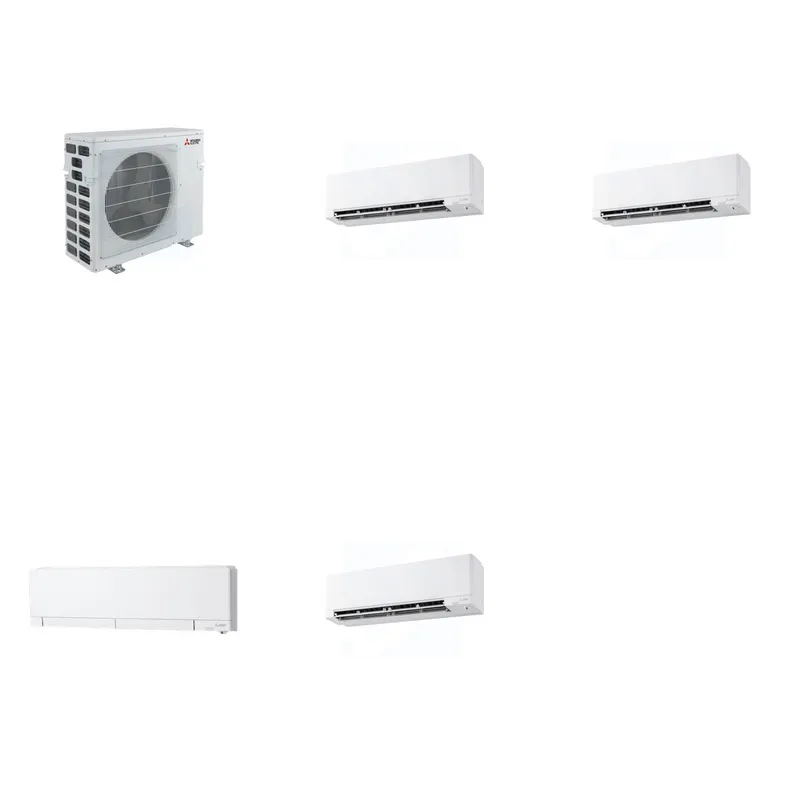 Mitsubishi Multi-Zone 40500 BTU R-454B 20 SEER2 4-Zone Wall-Mounted Hyper Heat Mini Split Heat Pump System - 9K+9K+12K+18K