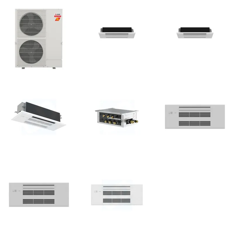 Mitsubishi Multi-Zone 60000 BTU R-454B 20 SEER2 3-Zone 1-Way Ceiling Cassette Mini Split Heat Pump System - 6K+6K+18K