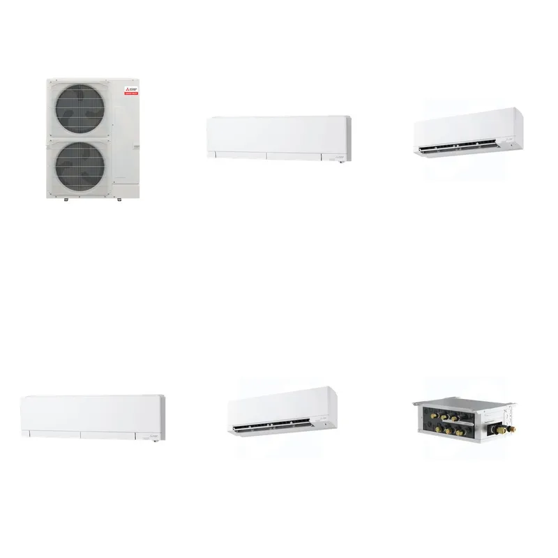 Mitsubishi Multi-Zone 48000 BTU R-454B 20 SEER2 4-Zone Wall-Mounted Hyper Heat Mini Split Heat Pump System - 6K+9K+12K+18K