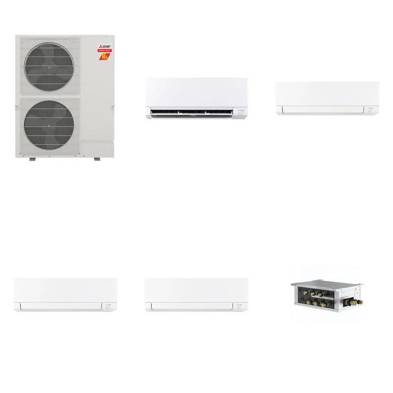 Mitsubishi Multi-Zone 60000 BTU R-454B 20 SEER2 4-Zone Wall-Mounted Mini Split Heat Pump System - 6K+18K+18K+18K