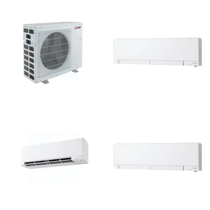 Mitsubishi Multi-Zone 40500 BTU R-454B 20 SEER2 3-Zone Wall-Mounted Hyper Heat Mini Split Heat Pump System - 6K+9K+12K