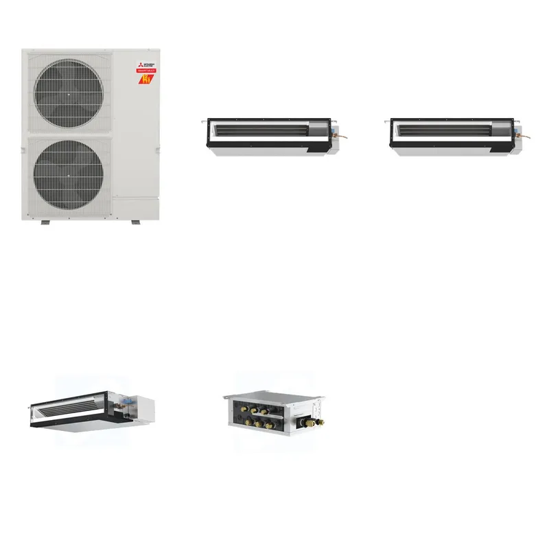 Mitsubishi Multi-Zone 60000 BTU R-454B 16 SEER2 3-Zone Ducted Low-Static Mini Split Heat Pump System - 9K+9K+15K